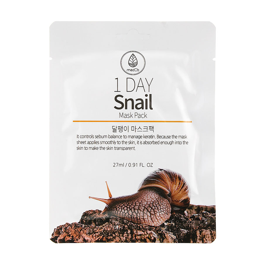 Тканинна маска для обличчя Med B One Day Snail Mask з муцином равлика, 27 мл